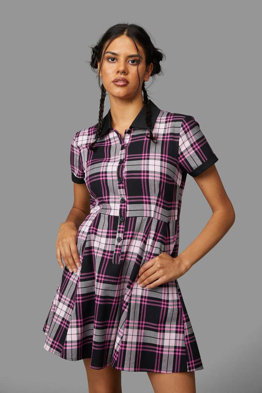 Image of Dresses. Productname: Posh Tartan Dress in Pink colour by brand - Black Friday