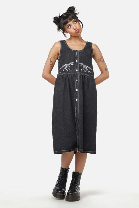 Image of Dresses. Productname: Early Jurassic Dino Pinafore in Black colour by brand - Dangerfield