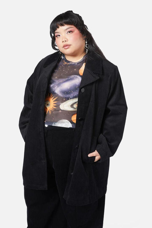 Image of Coats & Jackets. Productname: Curve Dolly Cord Jacket in Black colour by brand - Dangerfield