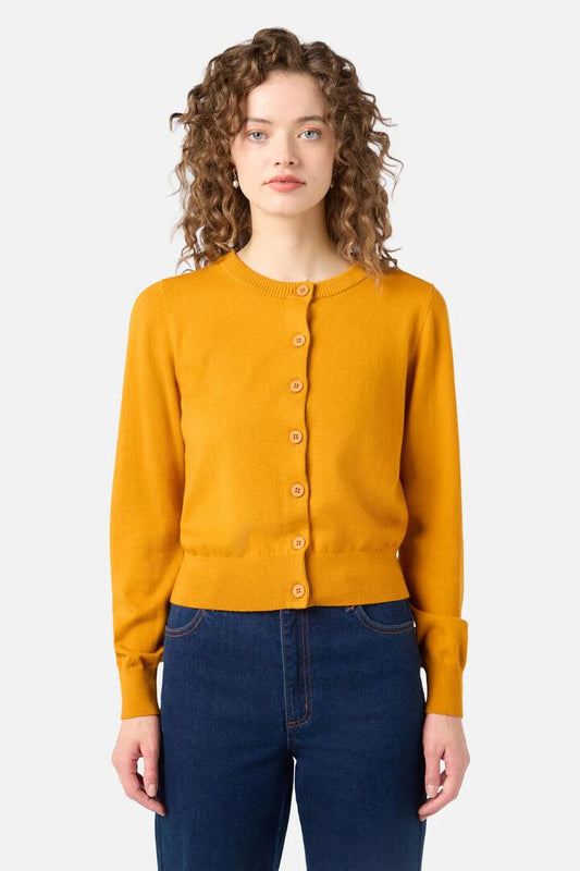 Image of a model wearing Outerwear. Productname: Hello Goodbye Cardigan in Green colour by brand - Princess Highway