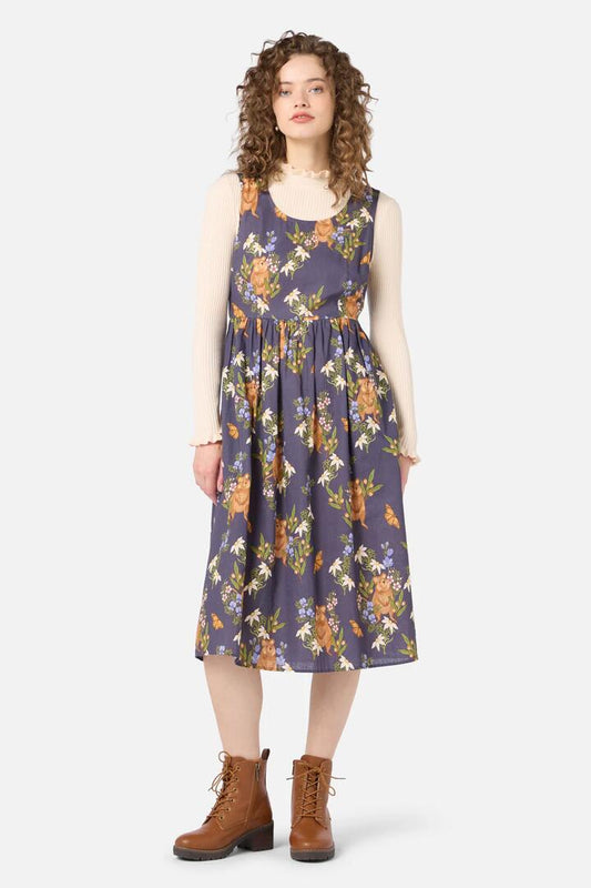 Image of Dresses. Productname: Quokka & Flora Midi Dress in Navy colour by brand - Princess Highway