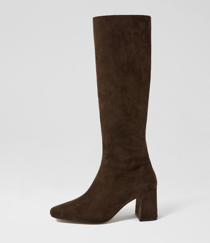 Image of Boots. Productname: Wommer Espresso Suede Calf Boots in Espresso colour by brand - MOLLINI