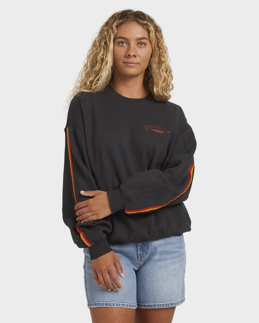 Image of Accessories. Product name - Billabong Womens Otis Arch Diamond Crew Neck Washed Black in Washed Black colour by brand - Billabong