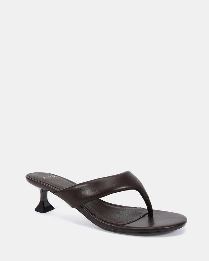 Image of Heels. Productname: Linger: Espresso - Women's Strappy - Low Heel in Espresso colour by brand - Novo