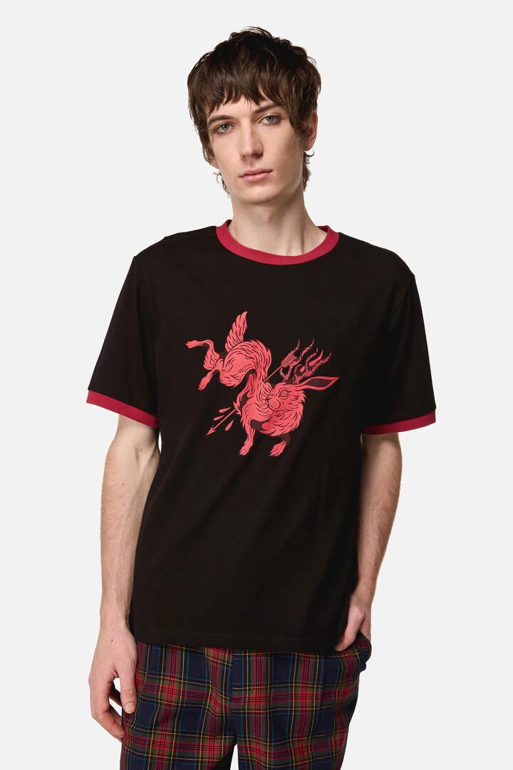 Image of T-Shirts. Productname: Jackalope Ringer Tee in Black colour by brand - Dangerfield