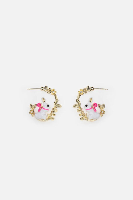 Image of Earrings. Productname: White Rabbit Hoop Earrings in White colour by brand - Princess Highway