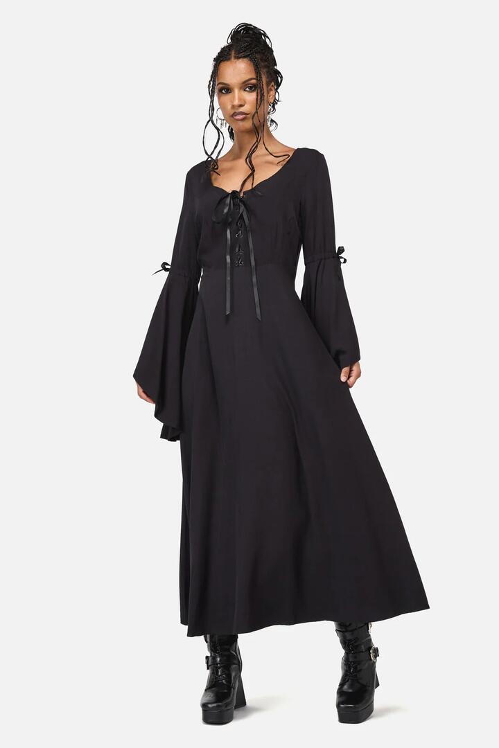 Image of Dresses. Productname: Phantom Goth Midi Dress in Black colour by brand - Black Friday
