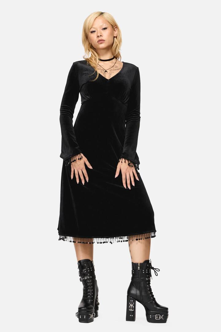 Image of Dresses. Productname: Wingspan Goth Midi Dress in Black colour by brand - Black Friday