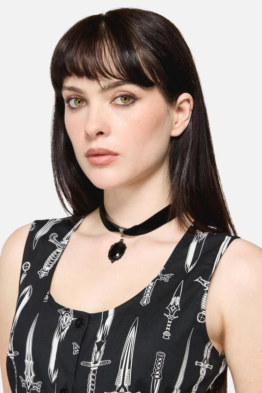 Image of Charms. Productname: Black Velvet Charm Choker in Black colour by brand - Dangerfield
