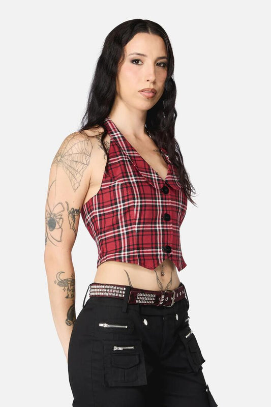 Image of Belts. Productname: Leopard Louve Stud Belt in Dark Red colour by brand - Black Friday