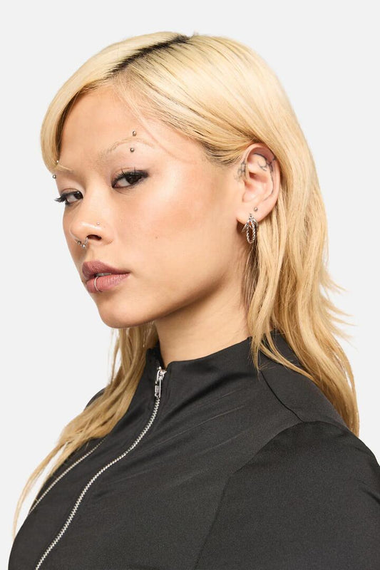 Image of Earrings. Productname: Simple Huggie Chain Earrings in Silver colour by brand - Black Friday