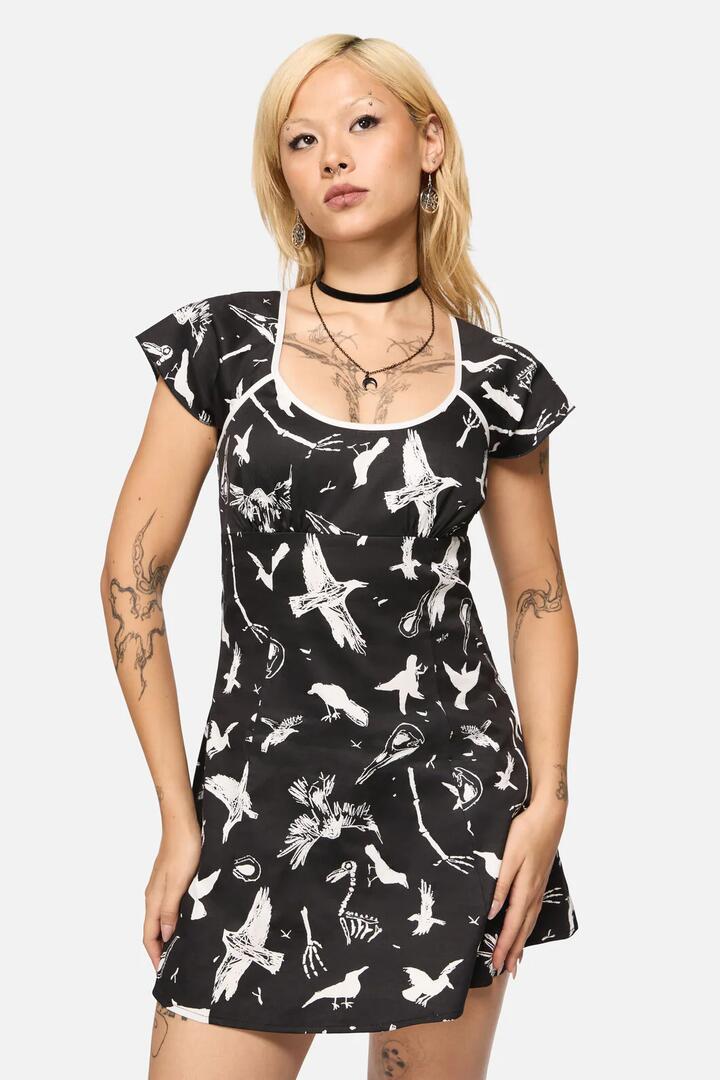 Image of Dresses. Productname: Corbeau Print Tie Cutout Dress in Black colour by brand - Black Friday
