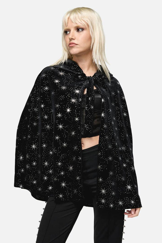 Image of Coats & Jackets. Productname: Odette Velour Goth Cloak in Black colour by brand - Dangerfield