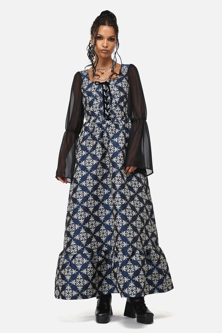 Image of Dresses. Productname: Dame Brocade Gown in Navy colour by brand - Black Friday