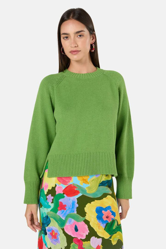 Image of a model wearing Outerwear. Productname: Dany Cotton Jumper in Moss colour by brand - Gorman
