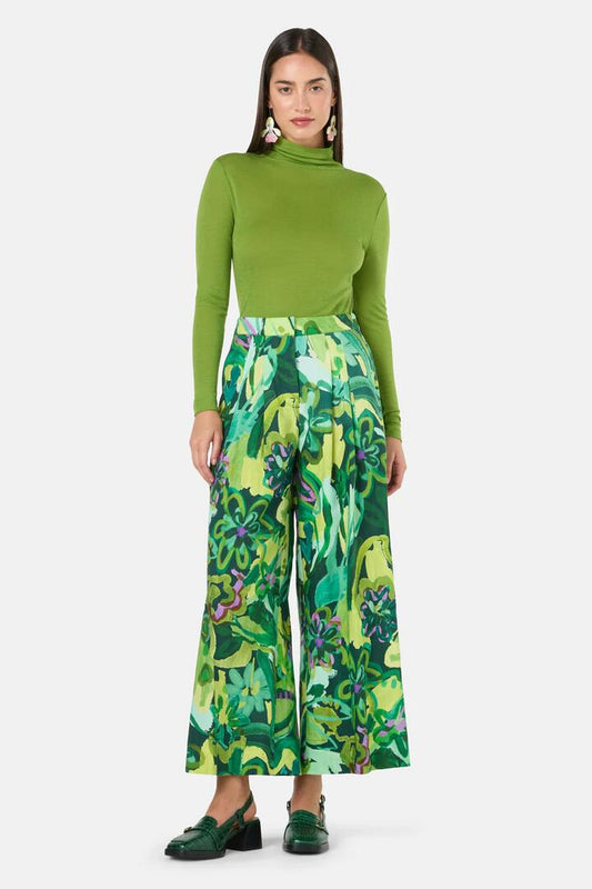 Image of a model wearing Pants. Productname: Abstract Flower Linen Pant in Print colour by brand - Gorman