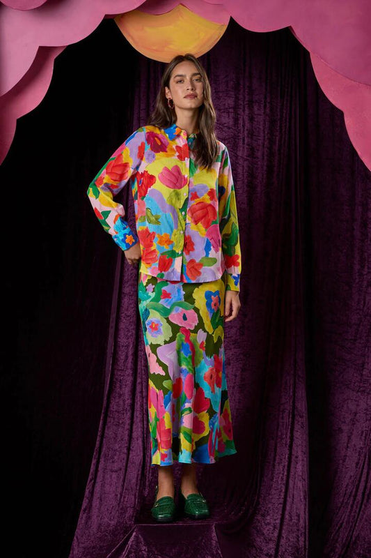 Image of a model wearing Skirts. Productname: Expressionist Slip Skirt in Print colour by brand - Gorman