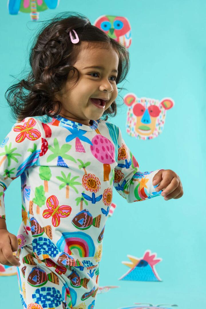 Image of a model wearing Tops. Productname: Rain Forest Baby Long Sleeve T-Shirt in Multi colour by brand - Gorman