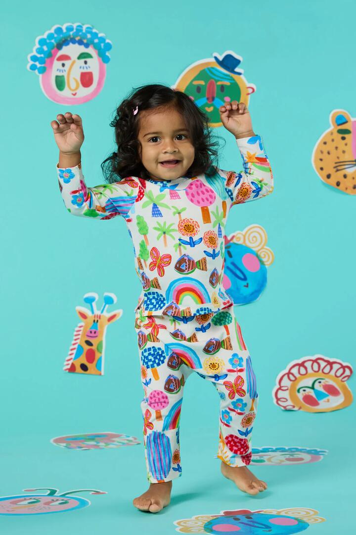 Image of a model wearing Pants. Productname: Rain Forest Baby Legging in Multi colour by brand - Gorman
