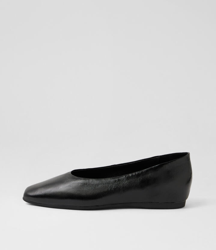 Image of Flats. Productname: Kapit Black Patent Leather Loafers in Black colour by brand - MIDAS