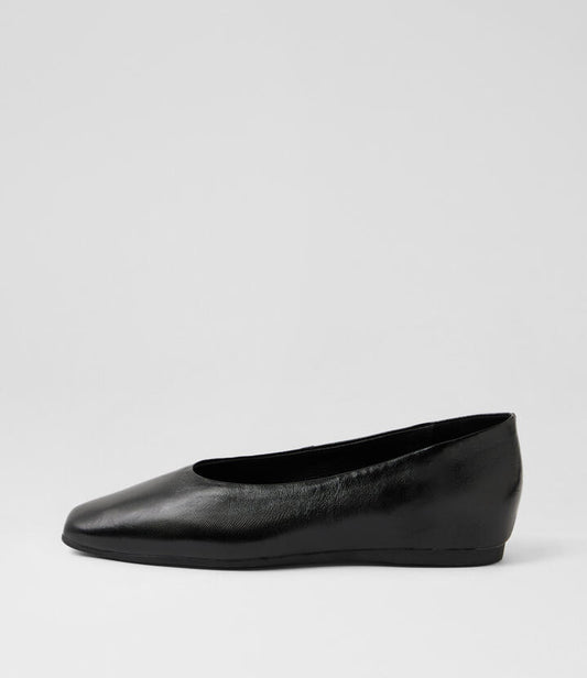 Image of Flats. Productname: Kapit Black Patent Leather Loafers in Black colour by brand - MIDAS
