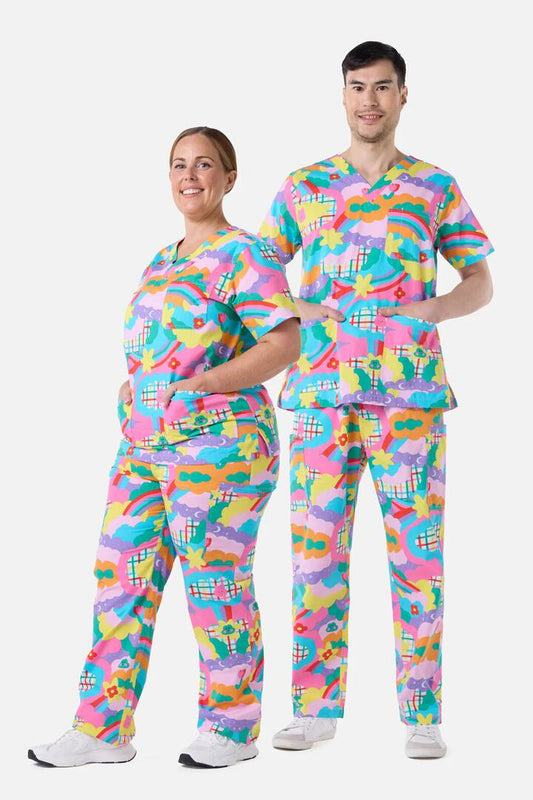 Image of a model wearing Uniforms & Workwear. Productname: Idolize Scrub Set in Multi colour by brand - Scrubs With Love