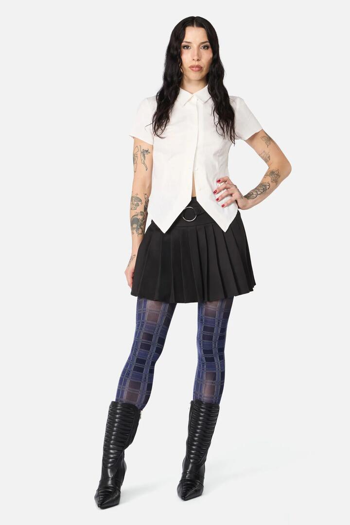 Image of Lingerie. Productname: Navy Tartan Tights in Navy colour by brand - Dangerfield