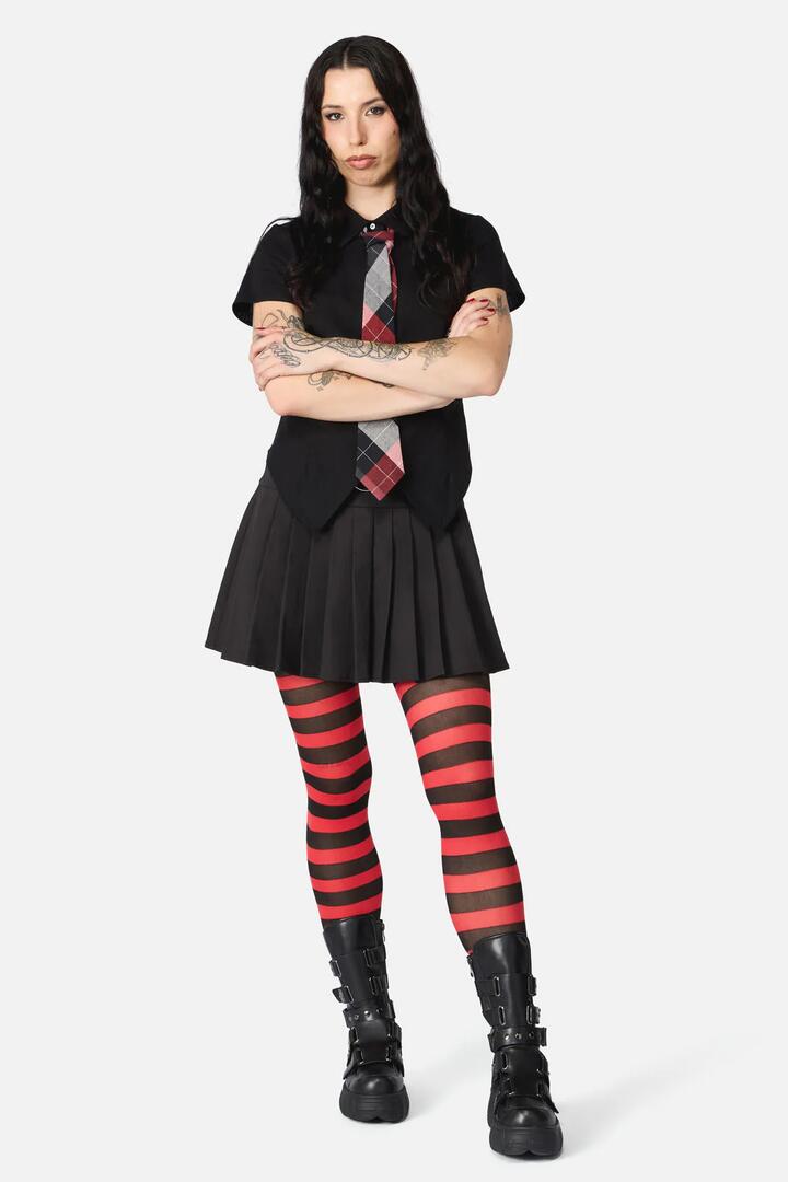 Image of Lingerie. Productname: Striped Tights in Red/Black colour by brand - Dangerfield