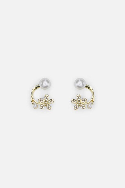 Image of Earrings. Productname: Daisy Pearl Wrap Earrings in Pearl colour by brand - Princess Highway