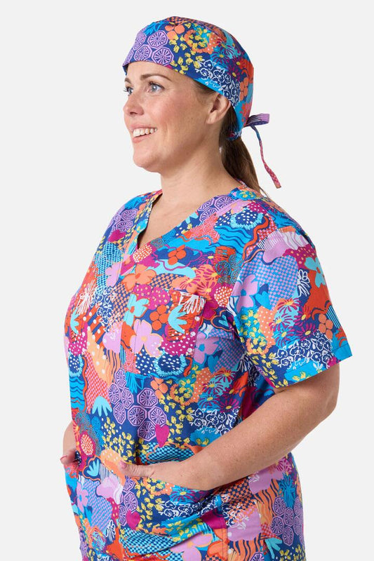 Image of Hats. Product name - Kimono Collage Scrub Hat in Multi colour by brand - Gorman