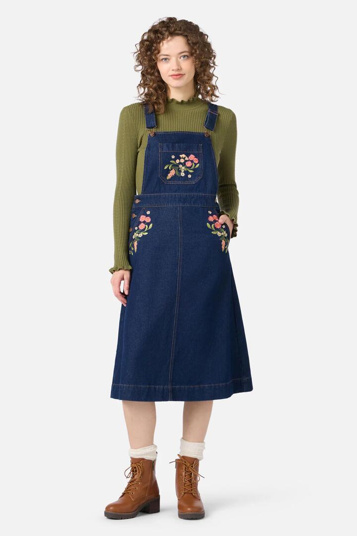 Image of Dresses. Productname: Native Embroidered Pinafore in Blue Denim colour by brand - Princess Highway