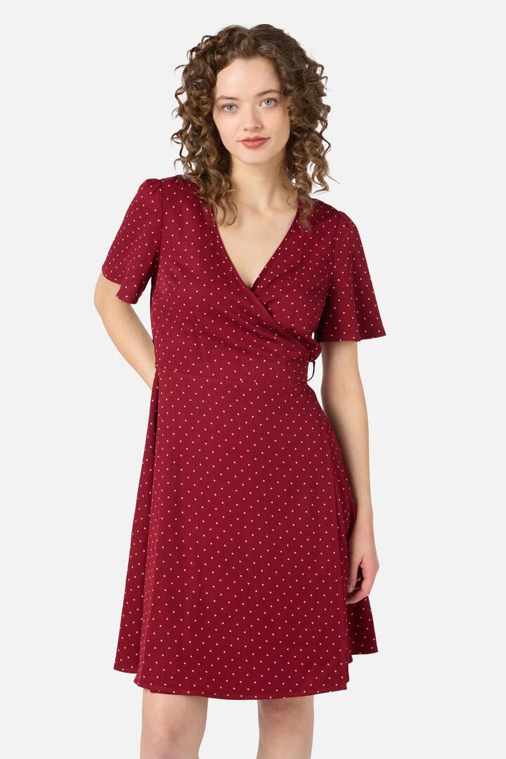 Image of Dresses. Productname: Dolly Spot Wrap Dress in Red colour by brand - Princess Highway