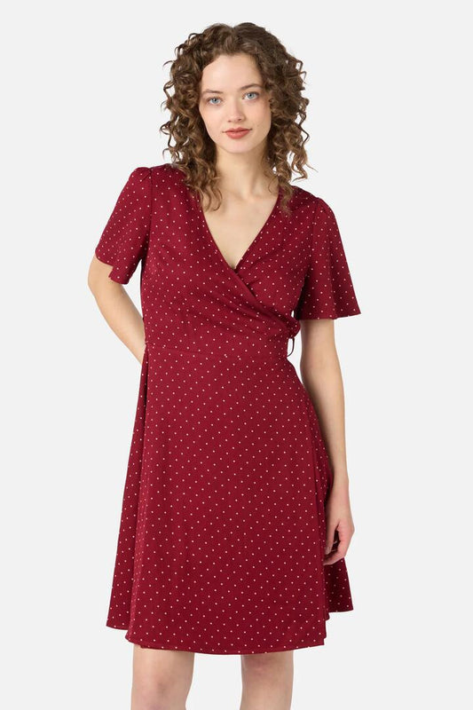 Image of Dresses. Productname: Dolly Spot Wrap Dress in Red colour by brand - Princess Highway