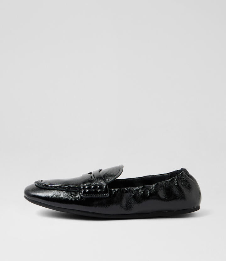 Image of Flats. Product name - Willbe Black Leather Loafers in Black colour by brand - MOLLINI