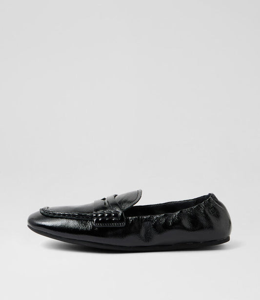 Image of Flats. Product name - Willbe Black Leather Loafers in Black colour by brand - MOLLINI