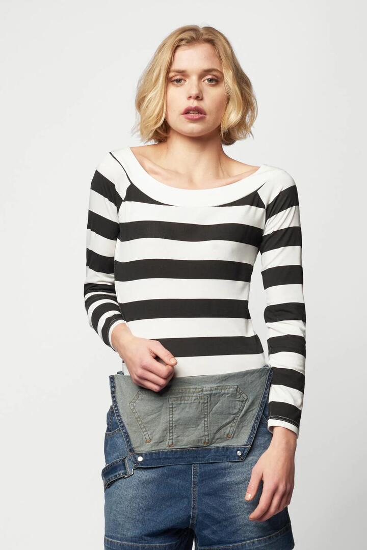 Image of a model wearing Tops. Productname: Cool Mint Top in Teal Blue/Cream colour by brand - Dangerfield