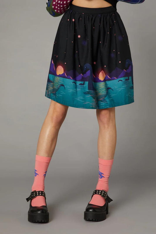 Image of a model wearing Skirts. Productname: Loch Ness Print Skirt in Multi colour by brand - Black Friday