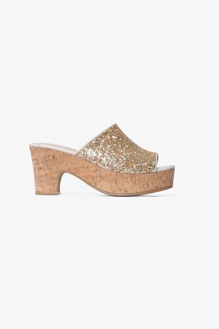Image of Slippers. Productname: Glitter Slide in Gold colour by brand - Princess Highway
