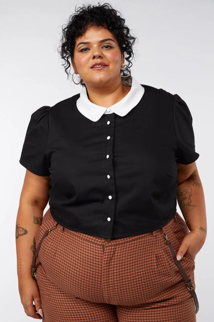 Image of Blouses. Productname: Curve Tweedledee Blouse in Black colour by brand - Dangerfield