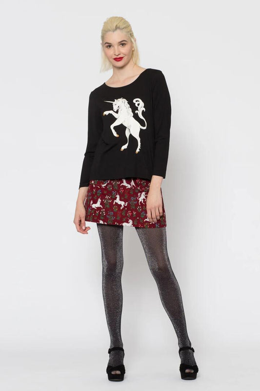 Image of T-Shirts. Productname: Dancing Unicorn Tee in Black colour by brand - Dangerfield