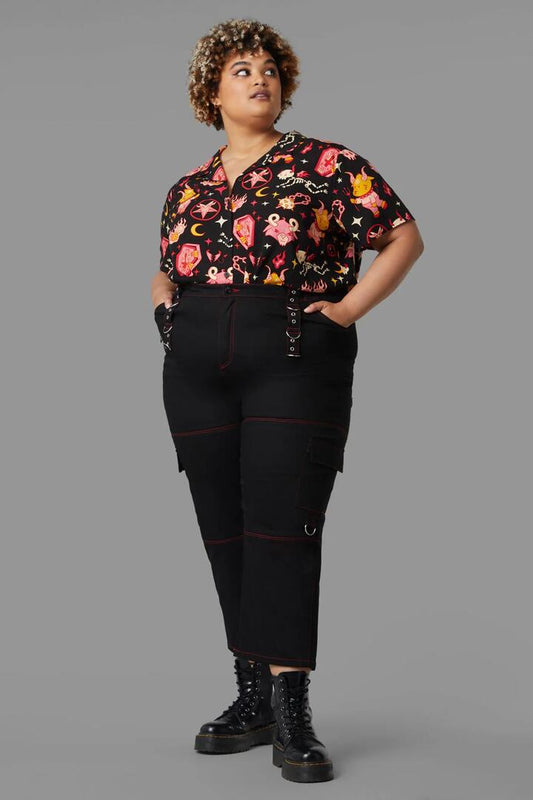 Image of a model wearing Pants. Productname: Curve Occultist Cargo Pant in Black colour by brand - Black Friday