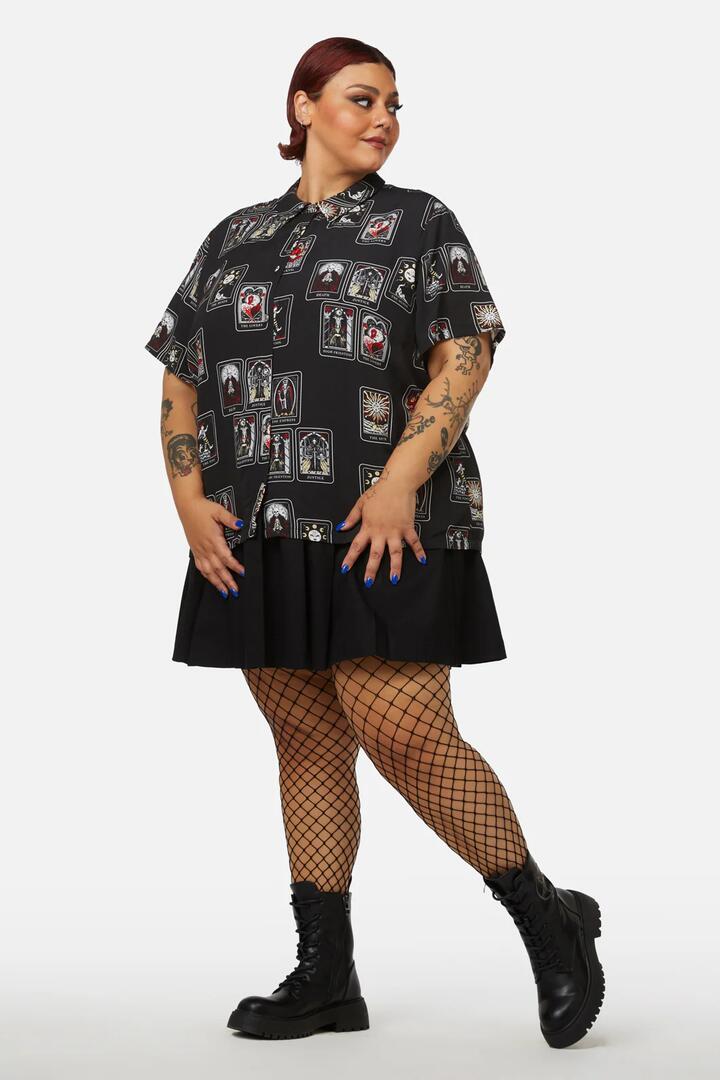 Image of Shirts. Productname: Curve Tarot Spread Printed Shirt in Black colour by brand - Dangerfield