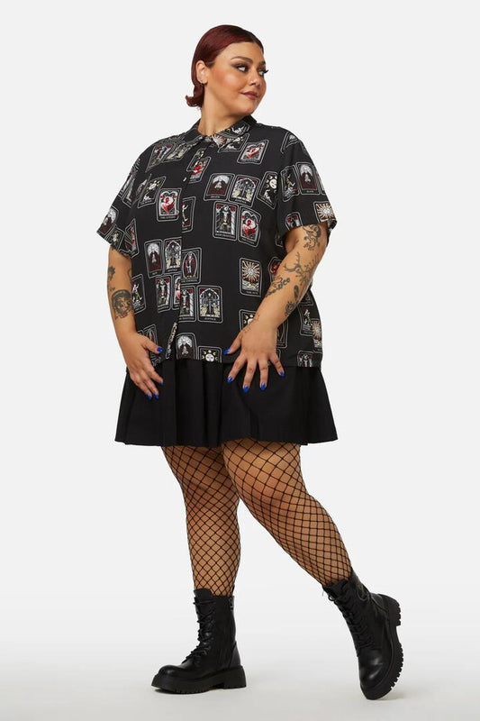 Image of Shirts. Productname: Curve Tarot Spread Printed Shirt in Black colour by brand - Dangerfield