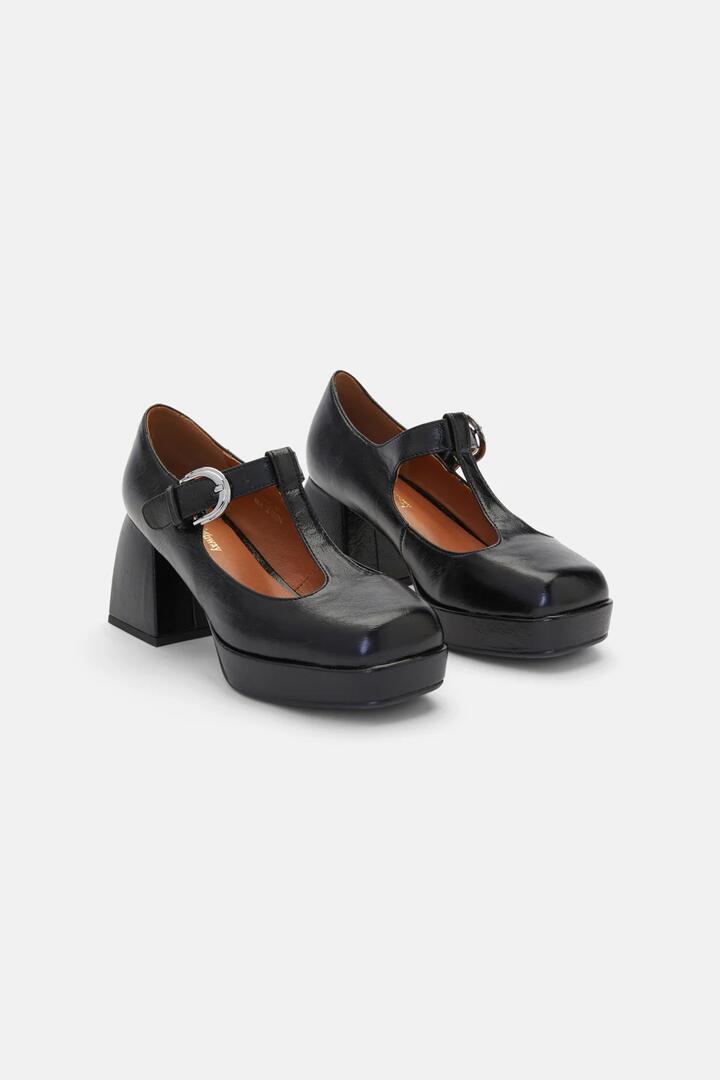 Image of Shoes. Productname: Black T-Bar in Black Shine colour by brand - Princess Highway