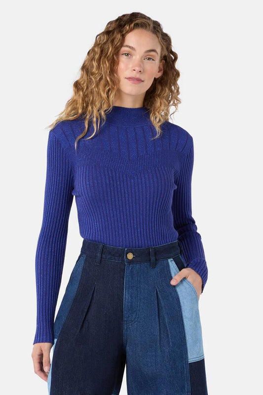 Image of a model wearing Tops. Product name - Sweetheart Knit Top in Blue colour by brand - Gorman