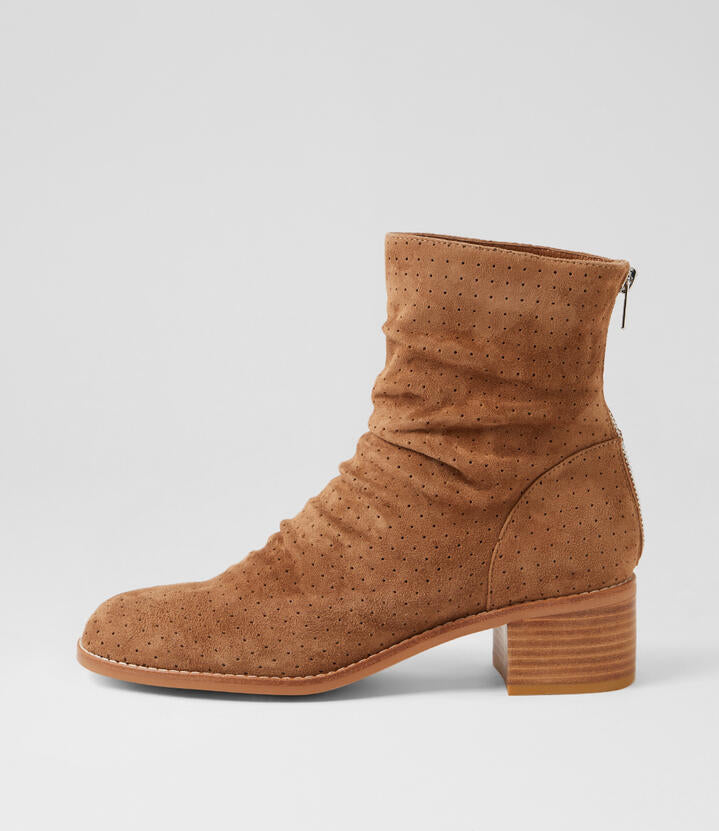 Image of Boots. Product name - Rarman Light Choc Suede Ankle Boots in Lt Choc colour by brand - MIDAS