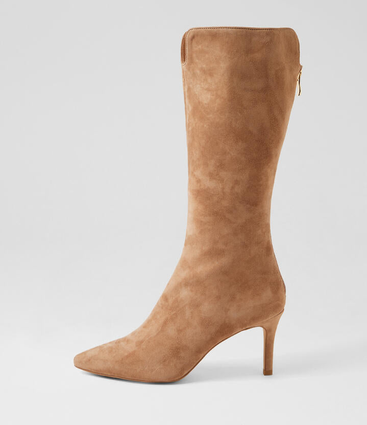Image of Boots. Product name - Bowee Light Choc Suede Calf Boots in Lt Choc colour by brand - MIDAS