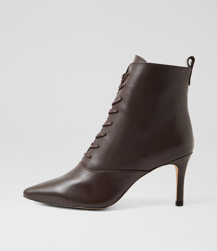 Image of Boots. Product name - Bristol Choc Leather Ankle Boots in Choc colour by brand - MIDAS