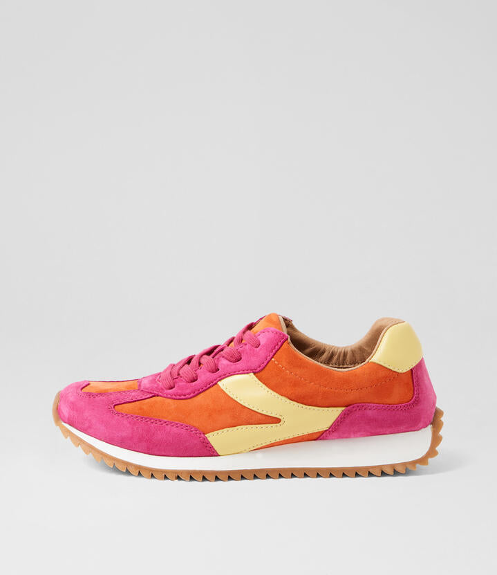 Image of Sneakers. Product name - Dummel Fuschia Suede Sneakers in Fuschia colour by brand - MIDAS
