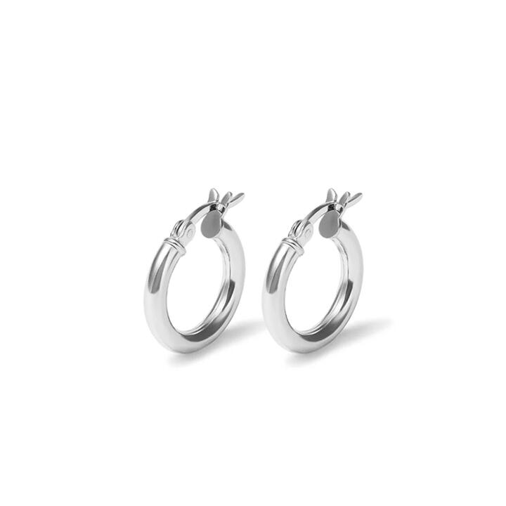 Image of Earrings. Product name - 15mm Plain Hoop Earrings in Sterling Silver in colour by brand - Bevilles